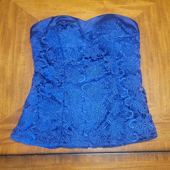 XOXO Tops - XOXO Royal Blue Satin &  Lace Corset Top